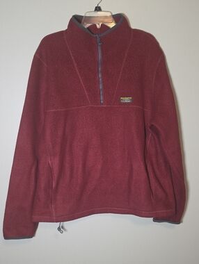 L.L. Bean Men's Maroon Half-Zip Fleece Pullover